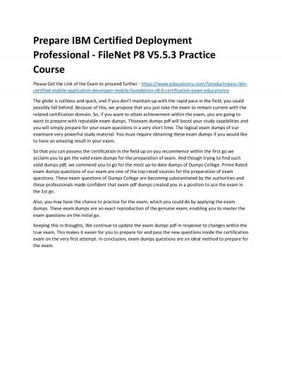 C1000-074: IBM Certified Deployment Professional - FileNet P8 V5.5.3