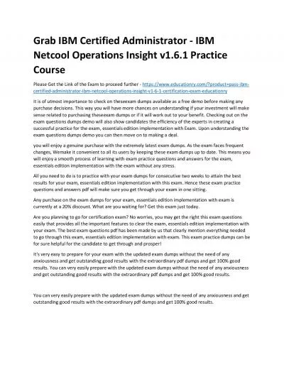 C1000-107: IBM Certified Administrator - IBM Netcool Operations Insight v1.6.1