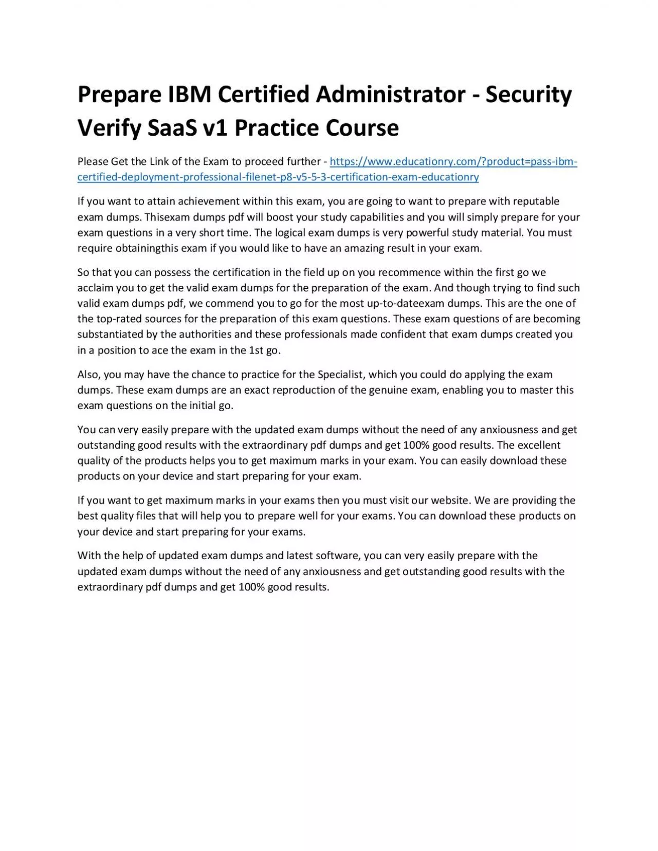 PDF-C1000-120: IBM Certified Administrator - Security Verify SaaS v1