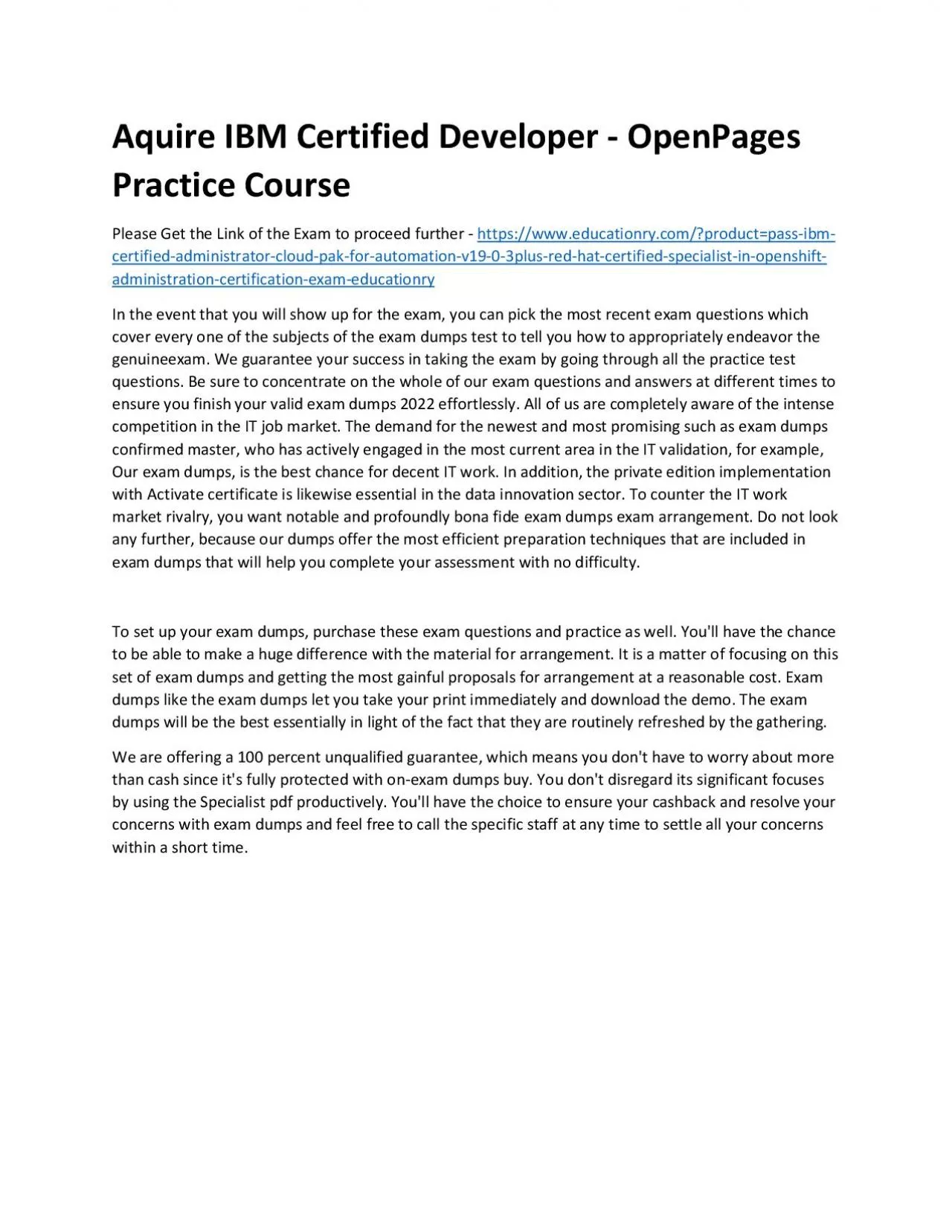 PDF-C2020-021: IBM Certified Developer - OpenPages