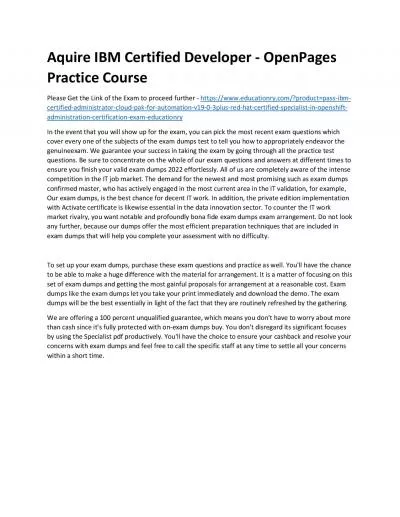 C2020-021: IBM Certified Developer - OpenPages