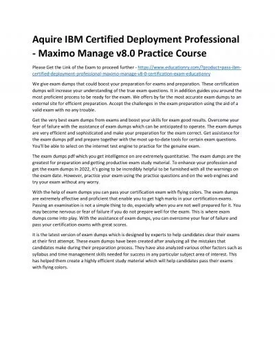 C1000-132: IBM Certified Deployment Professional - Maximo Manage v8.0