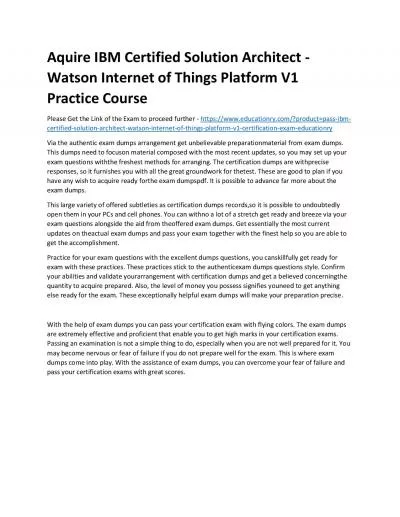 C1000-036: IBM Certified Solution Architect - Watson Internet of Things Platform V1