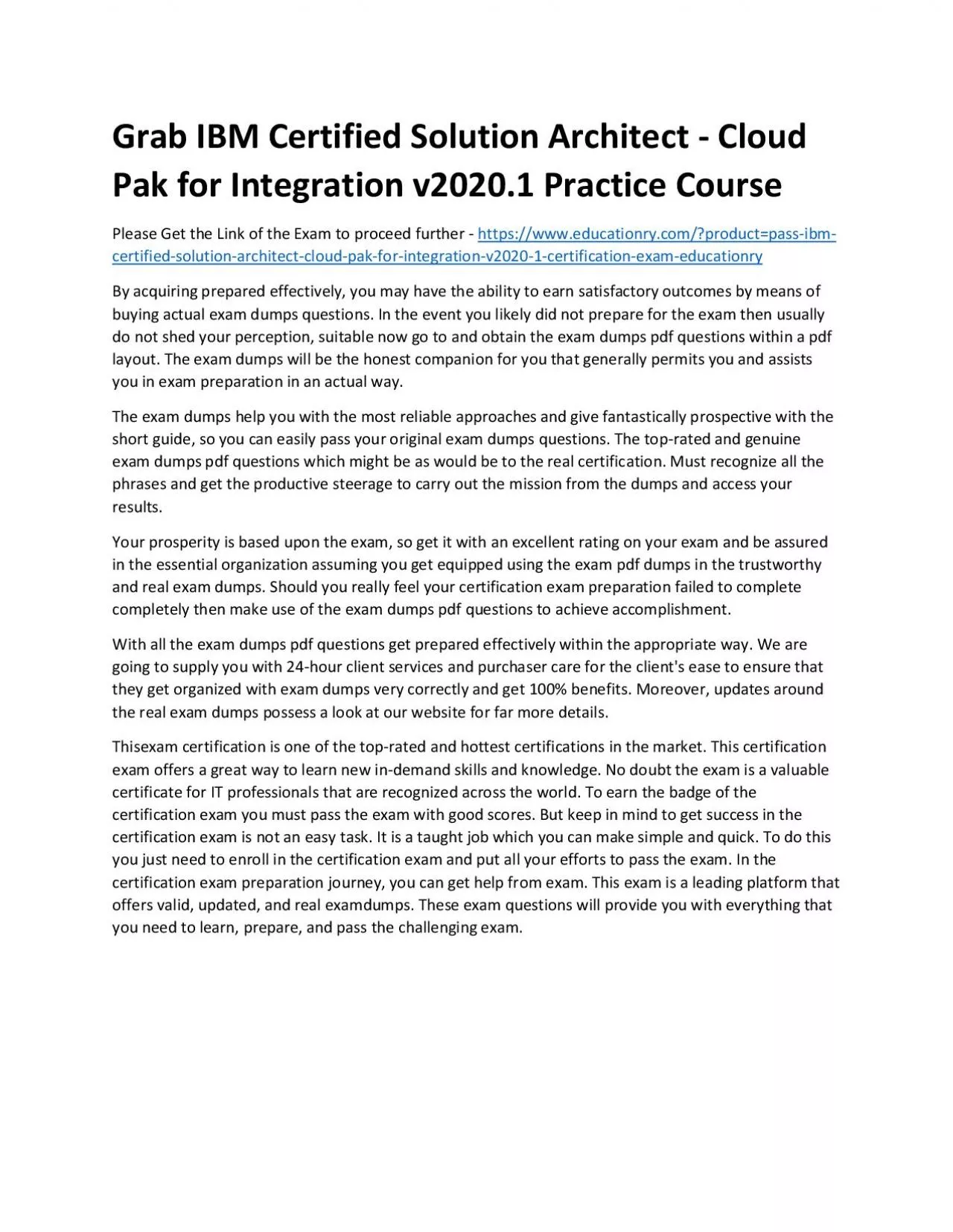 PDF-C1000-093: IBM Certified Solution Architect - Cloud Pak for Integration v2020.1