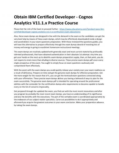 C1000-065: IBM Certified Developer - Cognos Analytics V11.1.x