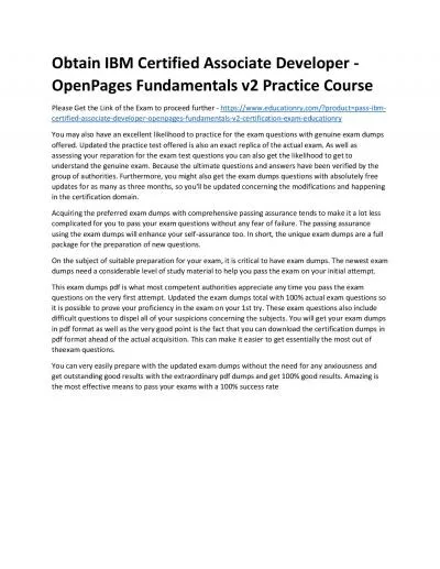 C1000-027: IBM Certified Associate Developer - OpenPages Fundamentals v2