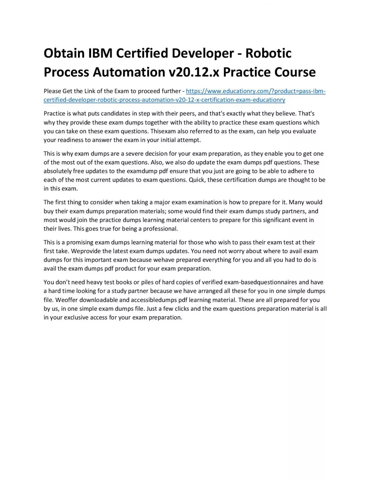 C1000-123: IBM Certified Developer - Robotic Process Automation v20.12.x