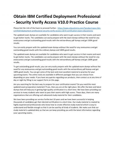 C1000-129: IBM Certified Deployment Professional - Security Verify Access V10.0