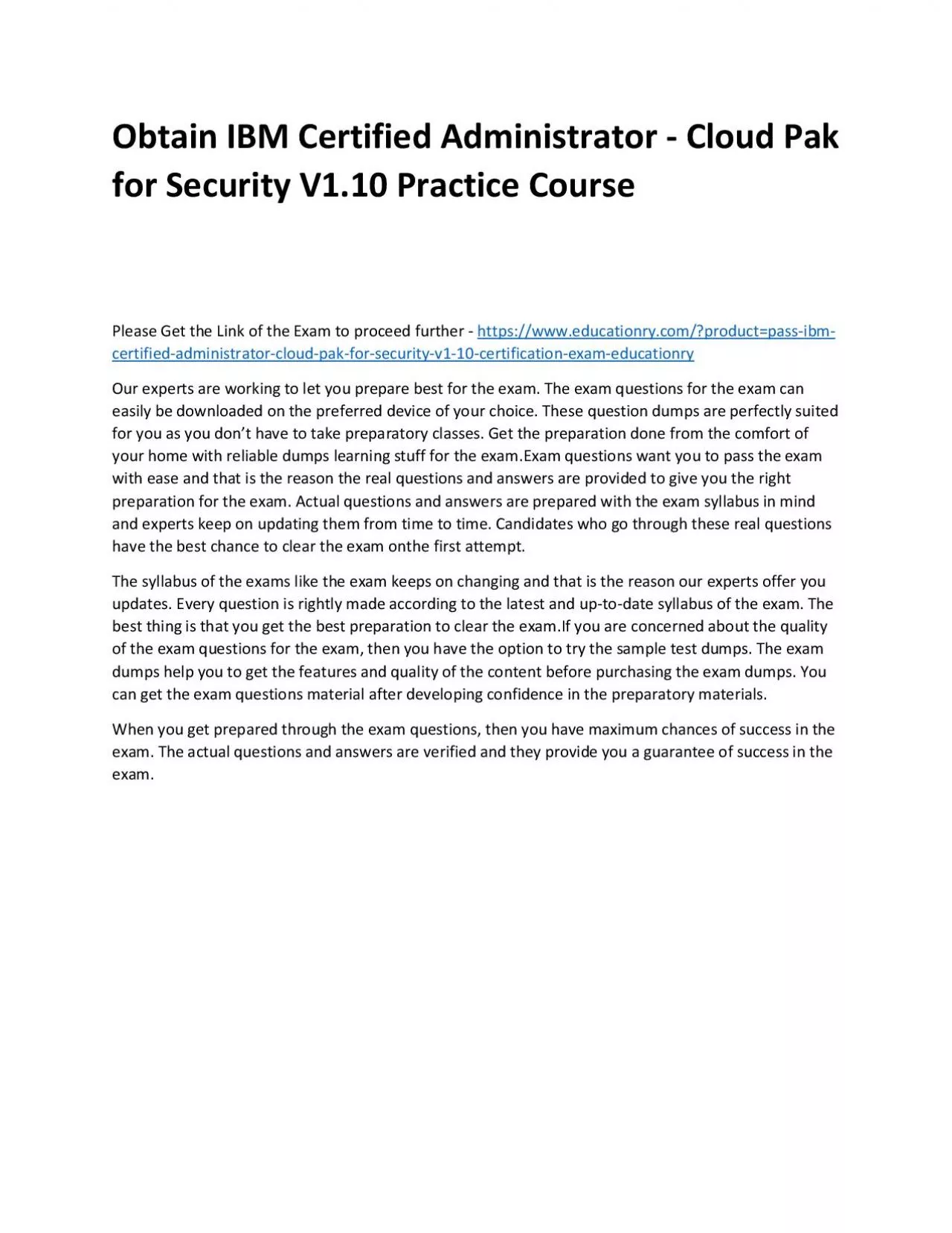 PDF-C1000-153: IBM Certified Administrator - Cloud Pak for Security V1.10