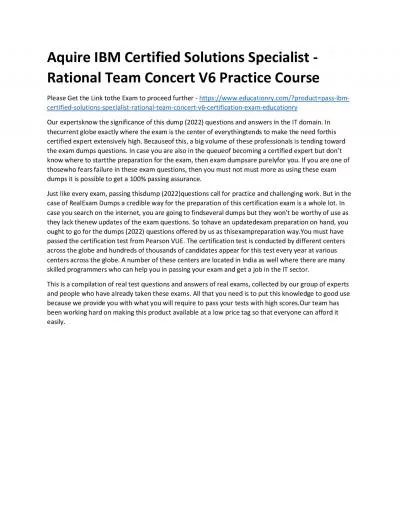 C2010-825: IBM Certified Solutions Specialist - Rational Team Concert V6