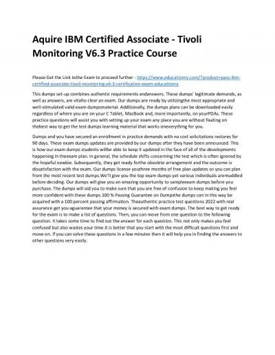 C9560-503: IBM Certified Associate - Tivoli Monitoring V6.3