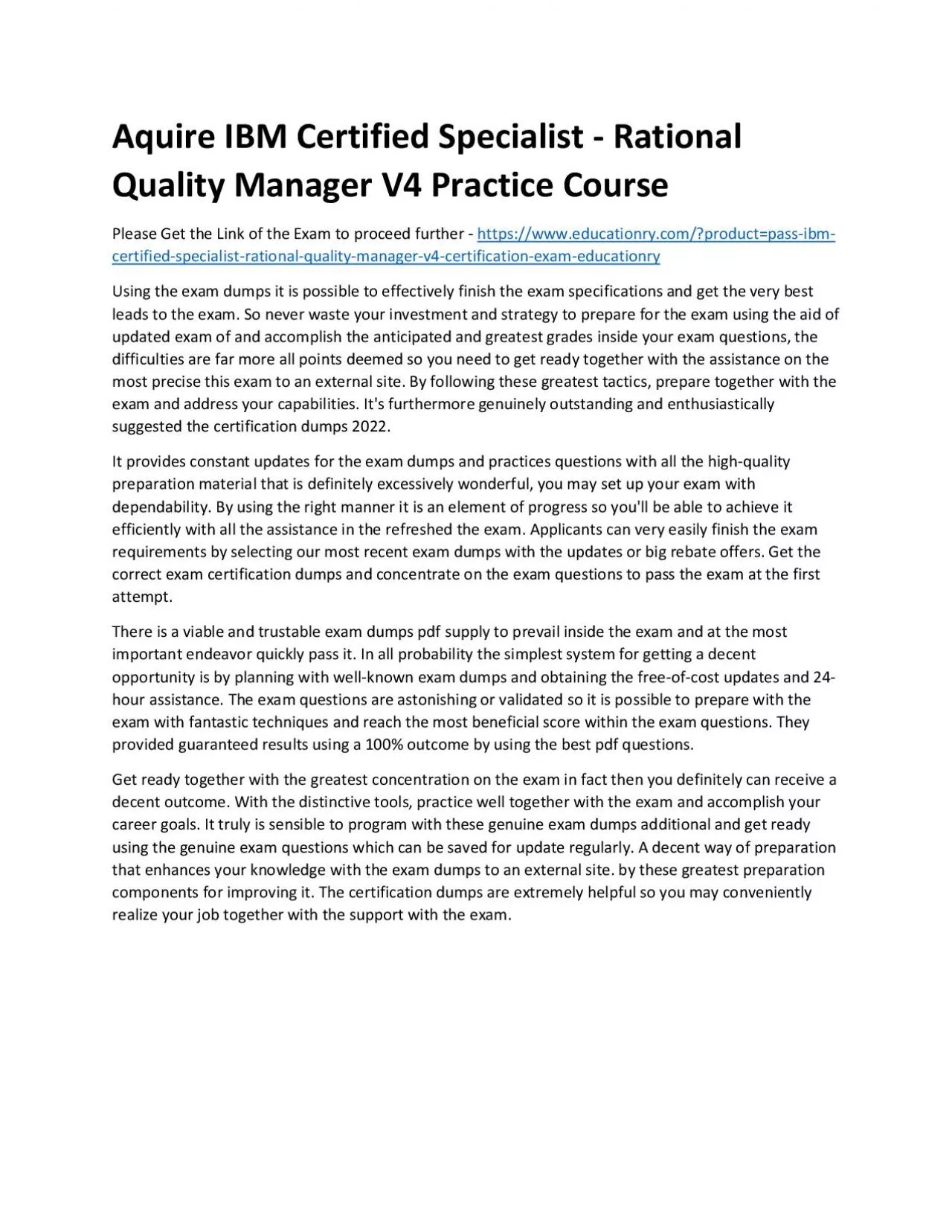 PDF-C9510-060: IBM Certified Specialist - Rational Quality Manager V4