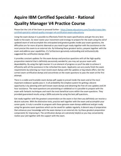 C9510-060: IBM Certified Specialist - Rational Quality Manager V4