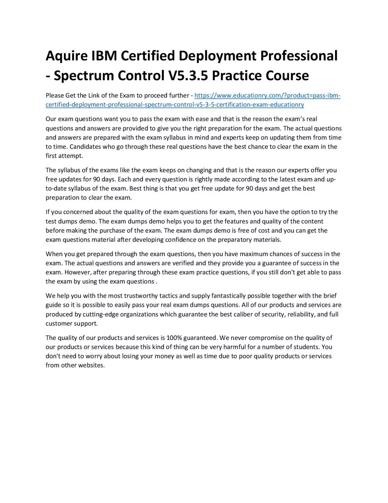 PDF-C1000-076: IBM Certified Deployment Professional - Spectrum Control V5.3.5