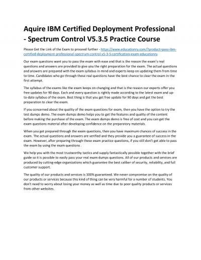 C1000-076: IBM Certified Deployment Professional - Spectrum Control V5.3.5