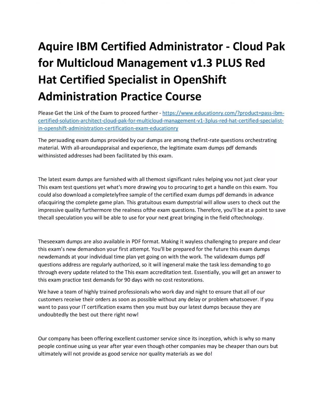 C0006600: IBM Certified Administrator - Cloud Pak for Multicloud Management v1.3 PLUS