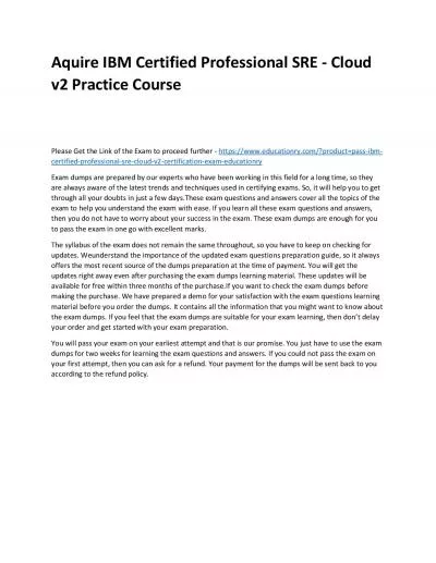 C1000-119: IBM Certified Professional SRE - Cloud v2