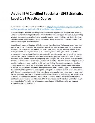 C2090-011: IBM Certified Specialist - SPSS Statistics Level 1 v2