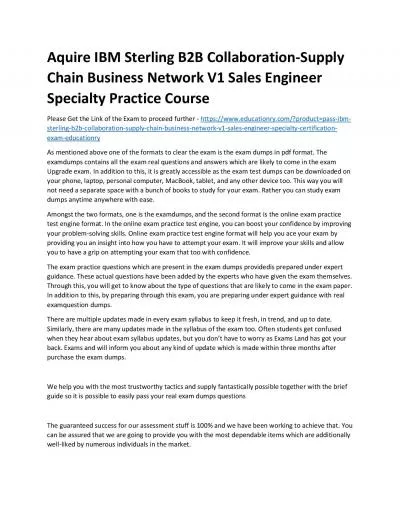 S1000-003: IBM Sterling B2B Collaboration-Supply Chain Business Network V1 Sales Engineer