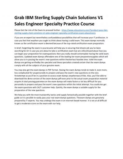 S1000-004: IBM Sterling Supply Chain Solutions V1 Sales Engineer Specialty