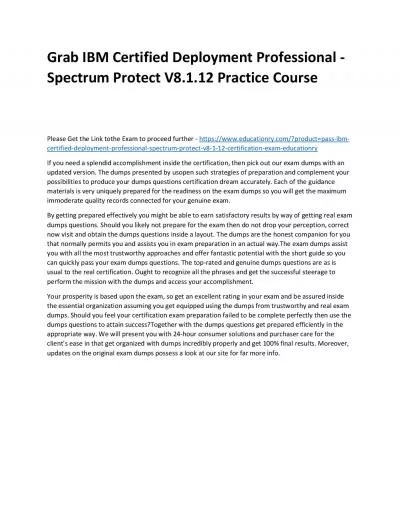 C1000-137: IBM Certified Deployment Professional - Spectrum Protect V8.1.12