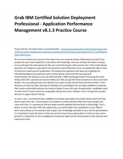 C9560-501: IBM Certified Solution Deployment Professional - Application Performance Management v8.1.3