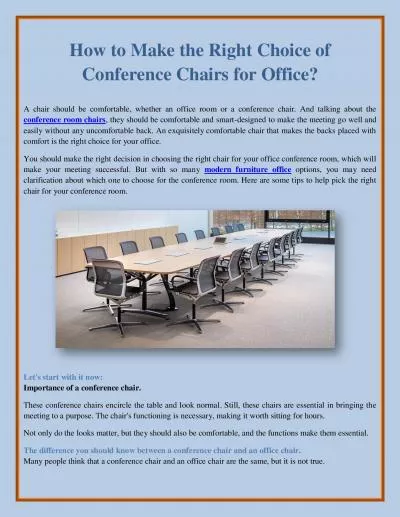 How to Make the Right Choice of Conference Chairs for Office?