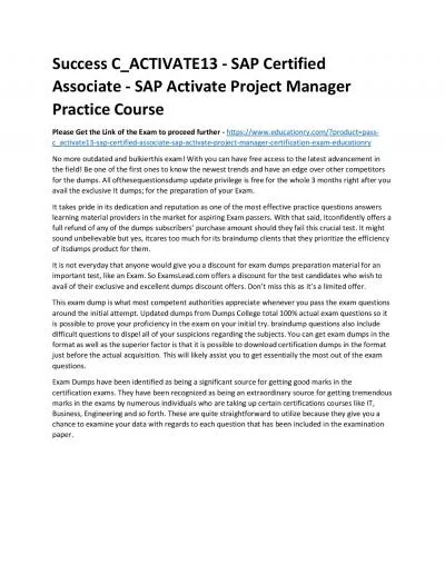 C_ACTIVATE13 - SAP Certified Associate - SAP Activate Project Manager