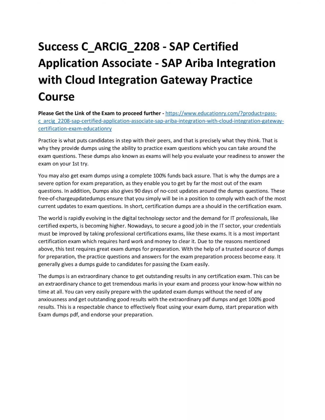 C_ARCIG_2208 - SAP Certified Application Associate - SAP Ariba Integration with Cloud