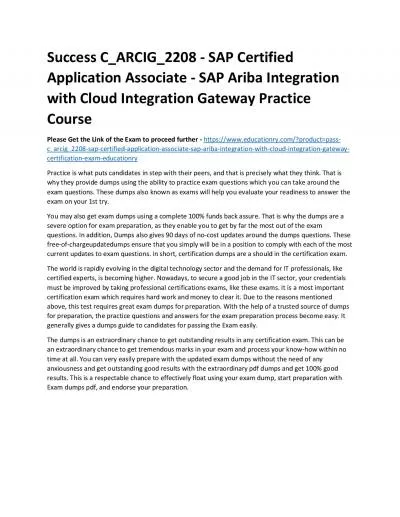 C_ARCIG_2208 - SAP Certified Application Associate - SAP Ariba Integration with Cloud Integration Gateway