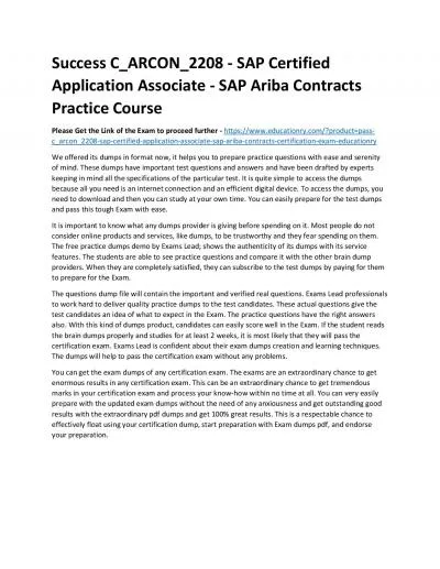 C_ARCON_2208 - SAP Certified Application Associate - SAP Ariba Contracts