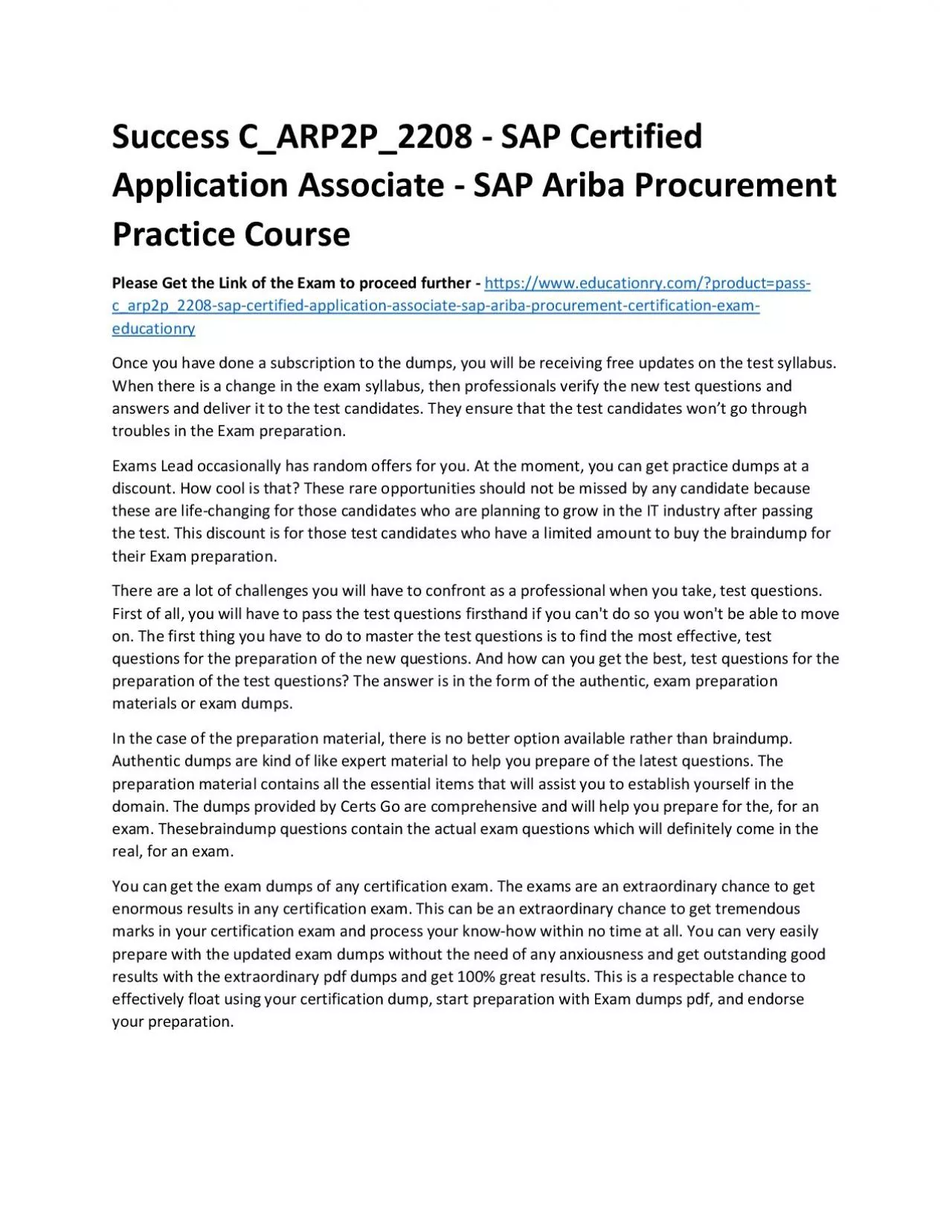 PDF-C_ARP2P_2208 - SAP Certified Application Associate - SAP Ariba Procurement