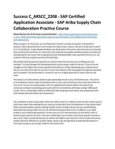 C_ARSCC_2208 - SAP Certified Application Associate - SAP Ariba Supply Chain Collaboration