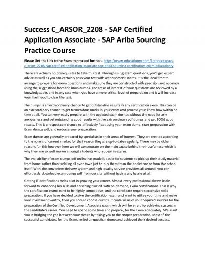 C_ARSOR_2208 - SAP Certified Application Associate - SAP Ariba Sourcing