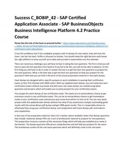 C_BOBIP_42 - SAP Certified Application Associate - SAP BusinessObjects Business Intelligence Platform 4.2