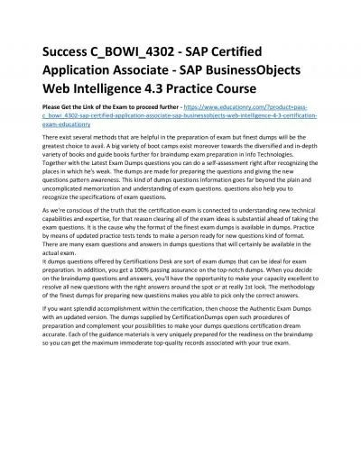 C_BOWI_4302 - SAP Certified Application Associate - SAP BusinessObjects Web Intelligence 4.3