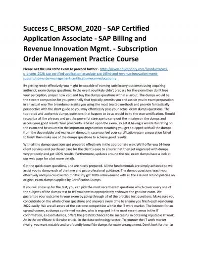 C_BRSOM_2020 - SAP Certified Application Associate - SAP Billing and Revenue Innovation