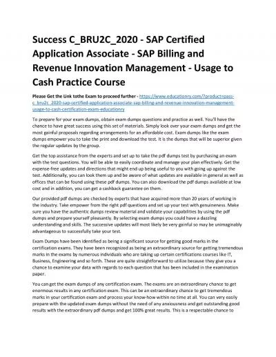 C_BRU2C_2020 - SAP Certified Application Associate - SAP Billing and Revenue Innovation