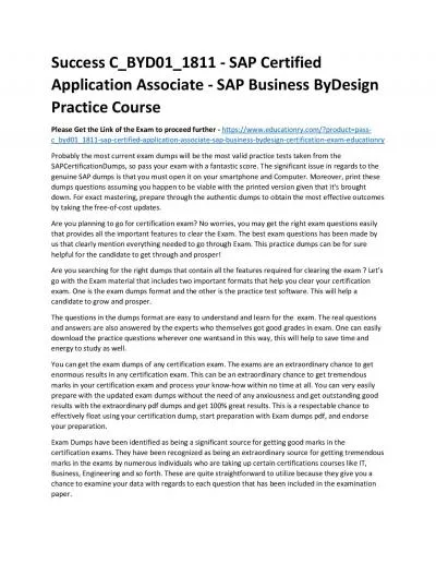 C_BYD01_1811 - SAP Certified Application Associate - SAP Business ByDesign