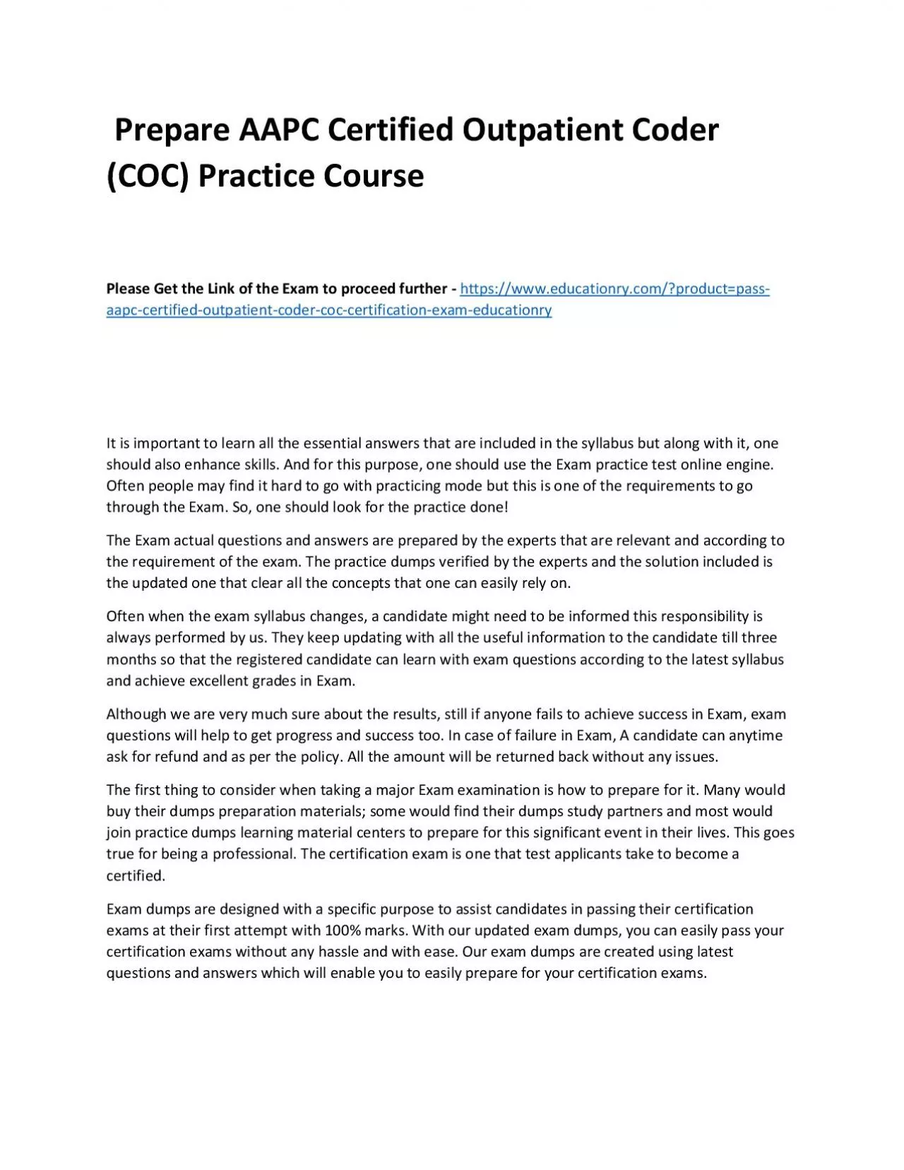 PDF-AAPC Certified Outpatient Coder (COC)