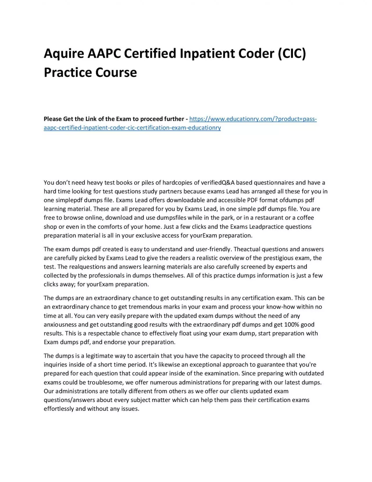 PDF-AAPC Certified Inpatient Coder (CIC)