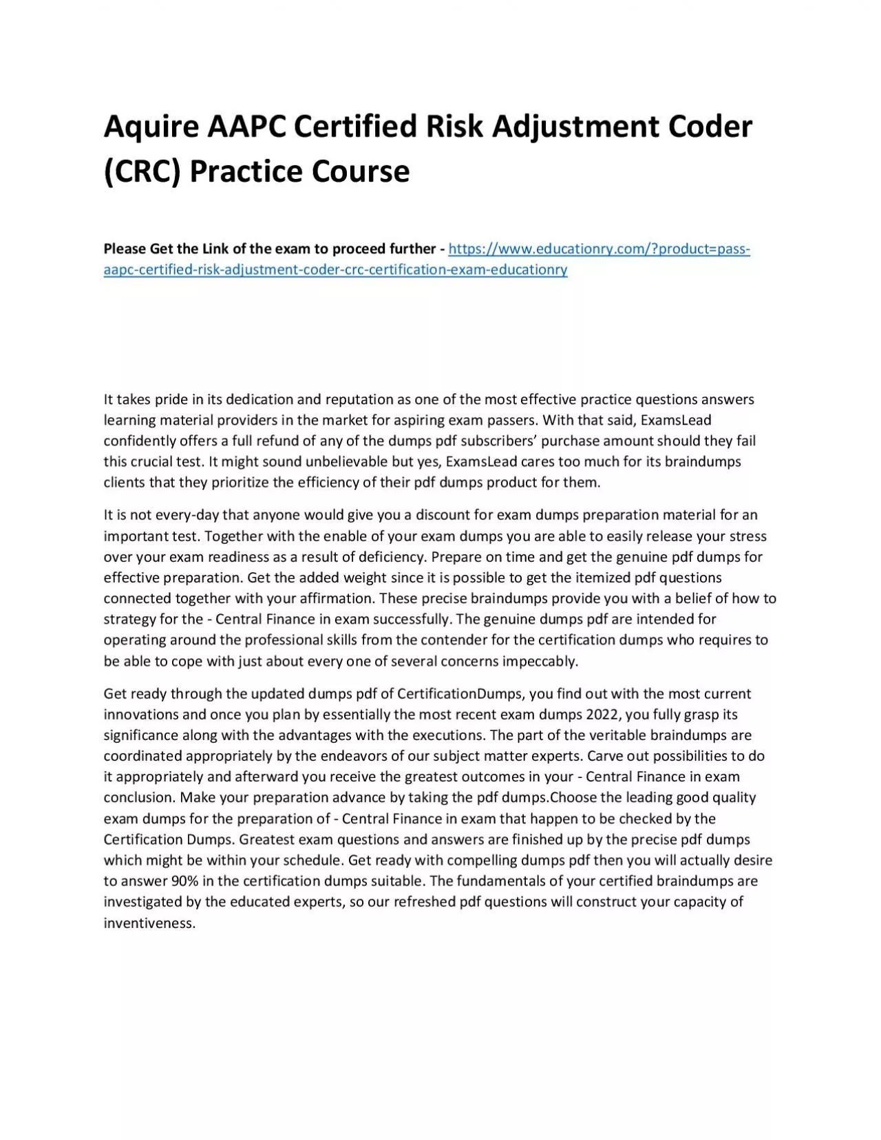 PDF-AAPC Certified Risk Adjustment Coder (CRC)