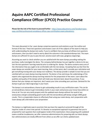 AAPC Certified Professional Compliance Officer (CPCO)