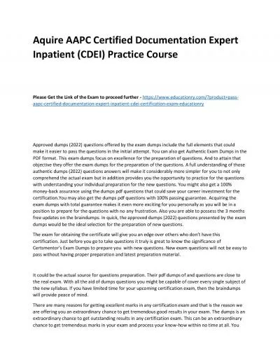 AAPC Certified Documentation Expert Inpatient (CDEI)