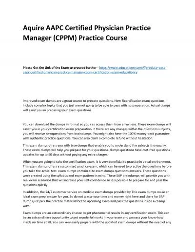 AAPC Certified Physician Practice Manager (CPPM)