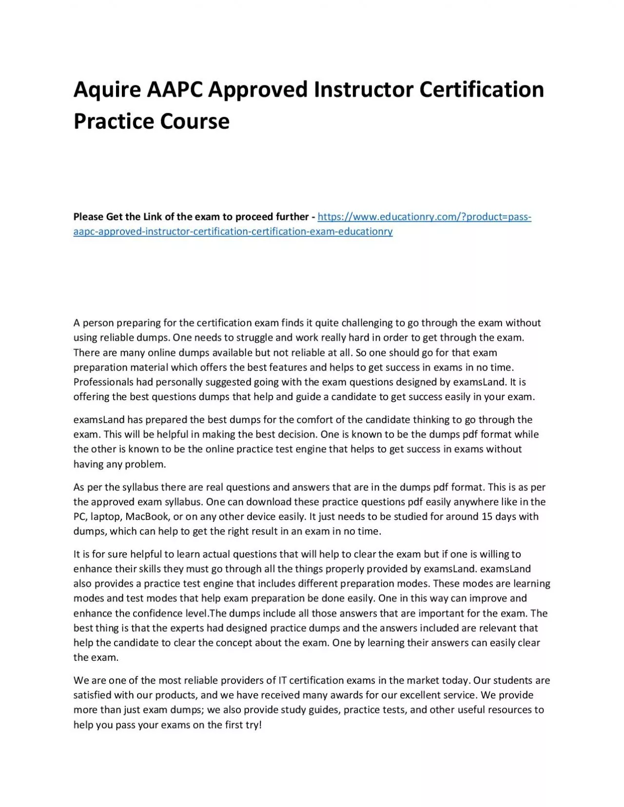 PDF-AAPC Approved Instructor Certification