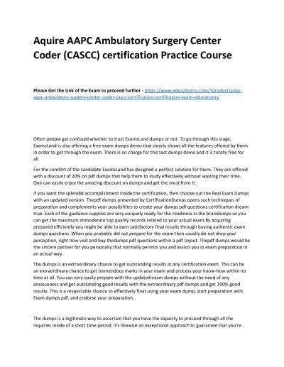 AAPC Ambulatory Surgery Center Coder (CASCC) certification