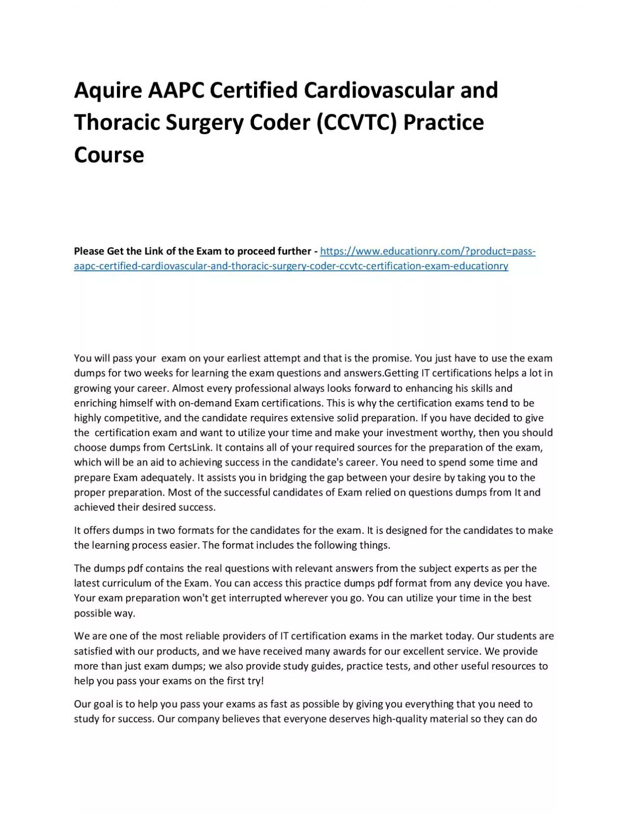 PDF-AAPC Certified Cardiovascular and Thoracic Surgery Coder (CCVTC)