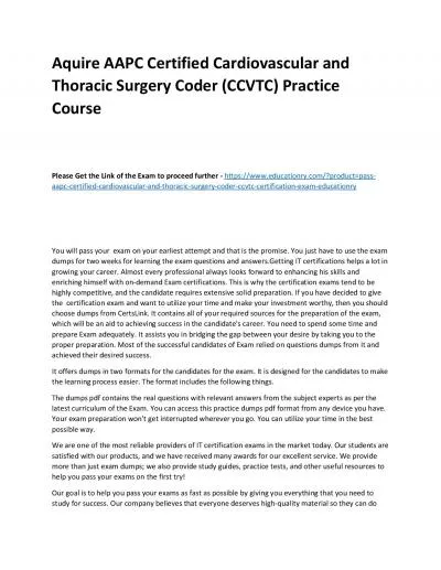 AAPC Certified Cardiovascular and Thoracic Surgery Coder (CCVTC)