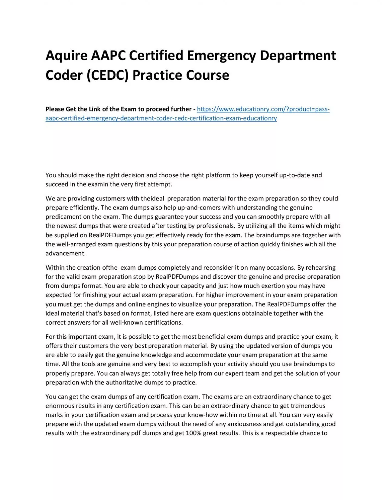 PDF-AAPC Certified Emergency Department Coder (CEDC)